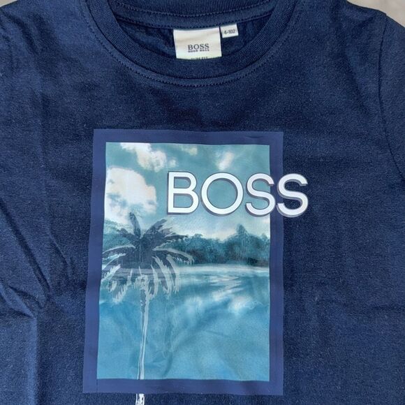 Boss Blue Short Sleeve Tee with Graphic Design 4Y - Picture 3 of 5